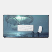 白熱［赤熱］光を放つクラゲ雲海ビーチ デスクマット (キーボード&マウス)
