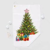 白熱［赤熱］光を放つクリスマスツリーの星光の装飾 ゴルフタオル (インサイチュ)