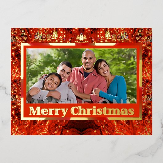 白熱［赤熱］光を放つクリスマスライトホリデイ 箔シーズンポストカード (正面)