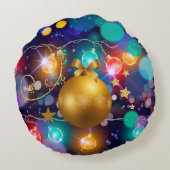 白熱［赤熱］光を放つクリスマスライト《写真》ぼけ味ゴールデンオーナメント ラウンドクッション (裏面)