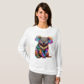 「白熱［赤熱］光を放つコアラカラフル – 放射野生生物アート」 Tシャツ (正面フル)