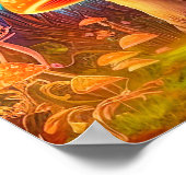 白熱［赤熱］光を放つサイケデリック菌イラストレーション ポスター (角)