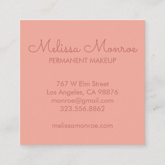 白熱［赤熱］光を放つサンキュート魅力的ピンク スクエア名刺 (裏面)