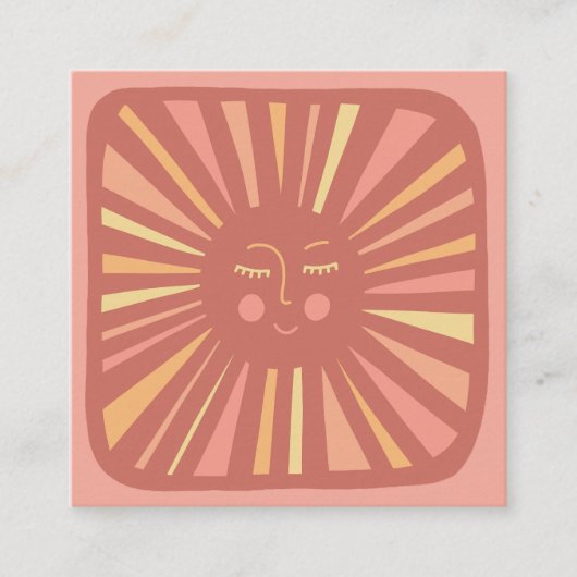 白熱［赤熱］光を放つサンキュート魅力的ピンク スクエア名刺 (正面)