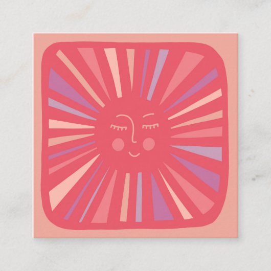 白熱［赤熱］光を放つサンキュート魅力的ピンク スクエア名刺 (正面)