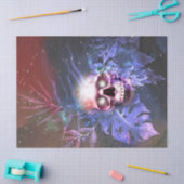 白熱［赤熱］光を放つスカルレインボーフラワーズデクページ 薄葉紙 (クラフト)