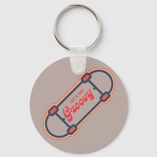 白熱［赤熱］光を放つスケートボーダー…溝を作ろう キーホルダー (正面)