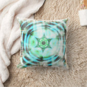 白熱［赤熱］光を放つターコイズホイールオンブラック抽象芸術 クッション (ブランケット)