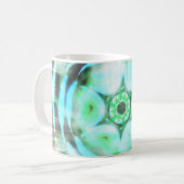 白熱［赤熱］光を放つターコイズホイールオンブラック抽象芸術 コーヒーマグカップ (正面左)