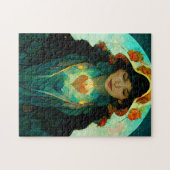 白熱［赤熱］光を放つハート女性ファンタジーSci-Fi ジグソーパズル (横)