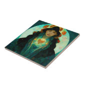 白熱［赤熱］光を放つハート女性ファンタジーSci-Fi タイル (側面)