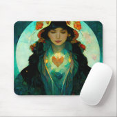 白熱［赤熱］光を放つハート女性ファンタジーSci-Fi マウスパッド (マウス)