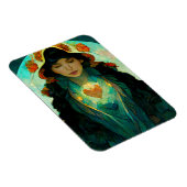 白熱［赤熱］光を放つハート女性ファンタジーSci-Fi マグネット (右側)