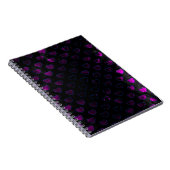 白熱［赤熱］光を放つハート紫オン黒擦り切れた色 ノートブック (右側)