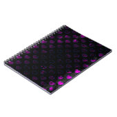 白熱［赤熱］光を放つハート紫オン黒擦り切れた色 ノートブック (左側)