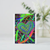 白熱［赤熱］光を放つハート ポストカード (スタンド正面)