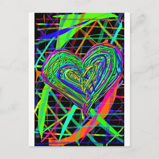白熱［赤熱］光を放つハート ポストカード (正面)