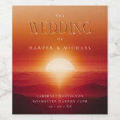 白熱［赤熱］光を放つパーソナライズされた結婚日 ワインラベル (シングルラベル)