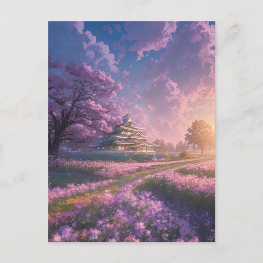 白熱［赤熱］光を放つピンクフィールド日本のヴィラ ポストカード (正面)