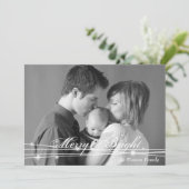 白熱［赤熱］光を放つメリー明るく輝く家族のクリスマス写真シック シーズンカード (スタンド正面)