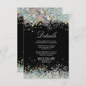白熱［赤熱］光を放つモダンエレガント結婚グリッター エンクロージャーカード (正面/裏面)
