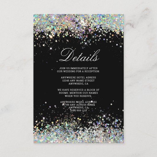 白熱［赤熱］光を放つモダンエレガント結婚グリッター エンクロージャーカード (正面)