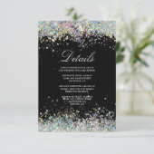 白熱［赤熱］光を放つモダンエレガント結婚グリッター エンクロージャーカード (スタンド正面)