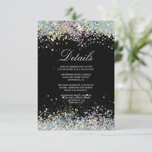 白熱［赤熱］光を放つモダンエレガント結婚グリッター エンクロージャーカード (スタンド正面)