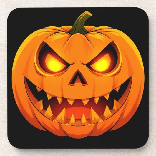 白熱［赤熱］光を放つ不気味ハロウィンカボチャ コースター (正面)