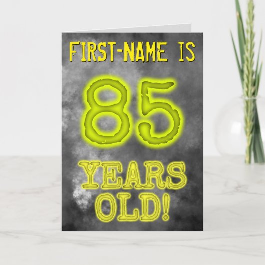 白熱［赤熱］光を放つ不気味Aura Look "85歳！" +名前 カード (正面)