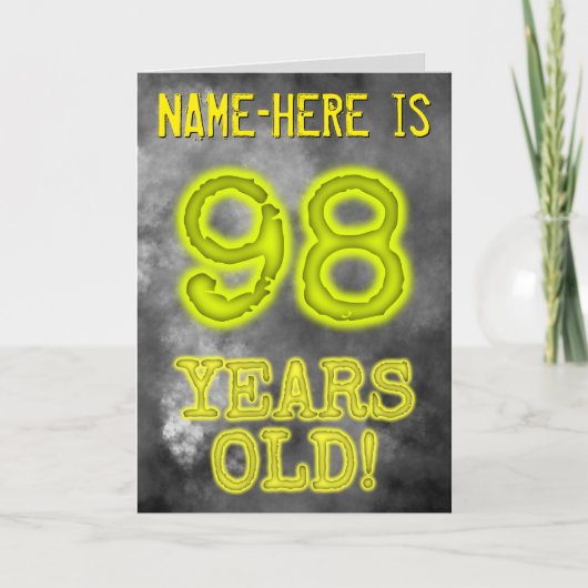 白熱［赤熱］光を放つ不気味Aura Look "98歳！" +名前 カード (正面)