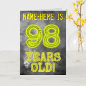 白熱［赤熱］光を放つ不気味Aura Look "98歳！" +名前 カード (黄色い花)