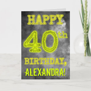 白熱［赤熱］光を放つ不気味Aura Look "HAPPY 40th BIRTHDAY" カード