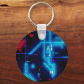 白熱［赤熱］光を放つ図形回路基板 キーホルダー (正面)