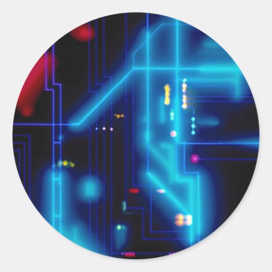 白熱［赤熱］光を放つ図形回路基板 ラウンドシール (正面)