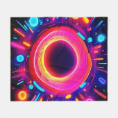 白熱［赤熱］光を放つ抽象デザイン フリースブランケット (正面(横))