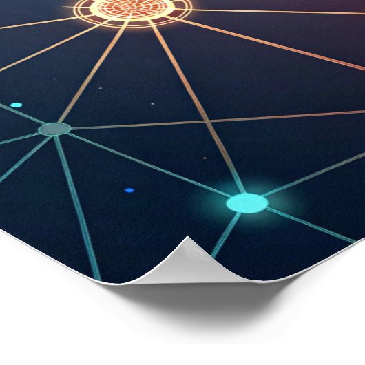 白熱［赤熱］光を放つ抽象芸術ニューラルネットワーク ポスター (角)