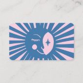 白熱［赤熱］光を放つ月が可愛い魅力的青カラフルピンク 名刺 (正面)