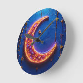 白熱［赤熱］光を放つ月 ラウンド壁時計 (傾斜)