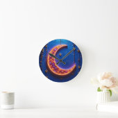 白熱［赤熱］光を放つ月 ラウンド壁時計 (ホーム)