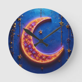 白熱［赤熱］光を放つ月 ラウンド壁時計