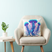 白熱［赤熱］光を放つ海：クラゲインスパイア装飾用クッション クッション (椅子)