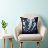 白熱［赤熱］光を放つ海：クラゲインスパイア装飾用クッション クッション (椅子)