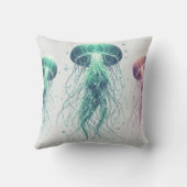 白熱［赤熱］光を放つ海：クラゲインスパイア装飾用クッション クッション (裏面)