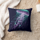 白熱［赤熱］光を放つ海：クラゲインスパイア装飾用クッション クッション (ブランケット)