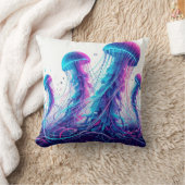 白熱［赤熱］光を放つ海：クラゲインスパイア装飾用クッション クッション (ブランケット)