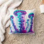 白熱［赤熱］光を放つ海：クラゲインスパイア装飾用クッション クッション (ブランケット)