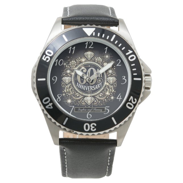 白熱［赤熱］光を放つ献上品： 60周年記念デザイン 腕時計 (正面)