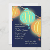 白熱［赤熱］光を放つ紙ランタン誕生日招待状 招待状 (正面)