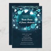 白熱［赤熱］光を放つ花ナイトお洒落庭園の結婚式 招待状 (正面/裏面)